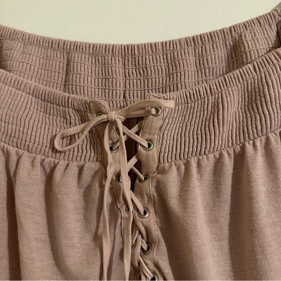 Womens American Eagle Pink Lace Up Off The Shoulder short sleeve shirt Medium - Picture 8 of 8